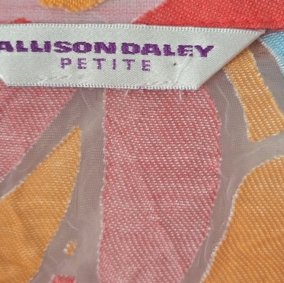 Allison Daley Womens Floral Shirt Sz L Mixed Print Button Up Short Sleeve Boho - Picture 6 of 9